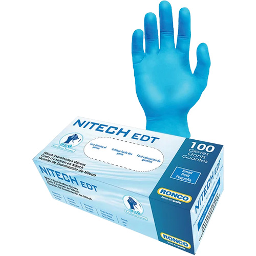 Gants d'examen EDT, Petit, Nitech, 5 mils, Sans poudre, Bleu, Classe 2 Kelford