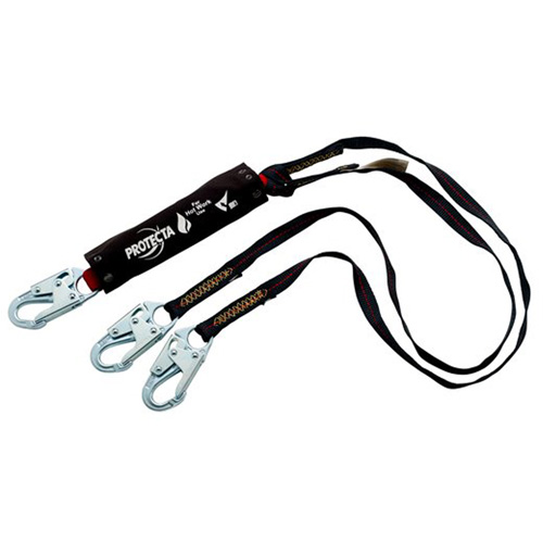 PRO Shock-Absorbing Lanyard, 4', Snap Hook Center, Snap Hook Leg Ends, Kevlar&reg; Kelford