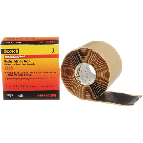 Ruban de mastic de caoutchouc 2228 Scotch, 50,8 mm (2") x 3 m (10'), Noir Kelford