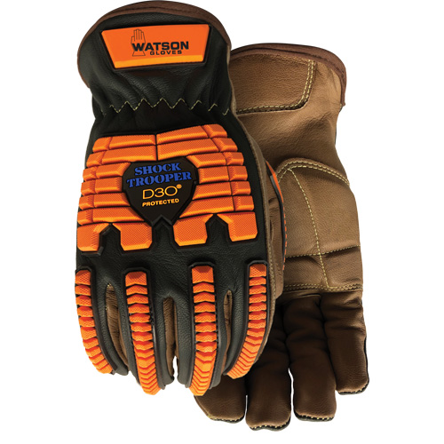 Gants antichocs Drill Sergeant, Grand, Paume en Cuir fleur, Poignet &agrave; enfiler Kelford
