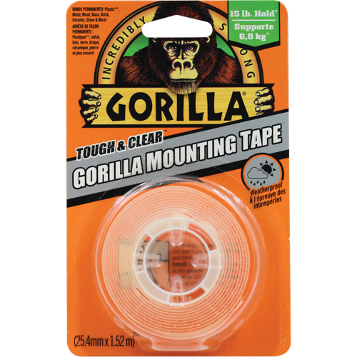 Tough & Clear Mounting Tape, 25.4 mm (1") x 1.52 m (5'), Clear Kelford