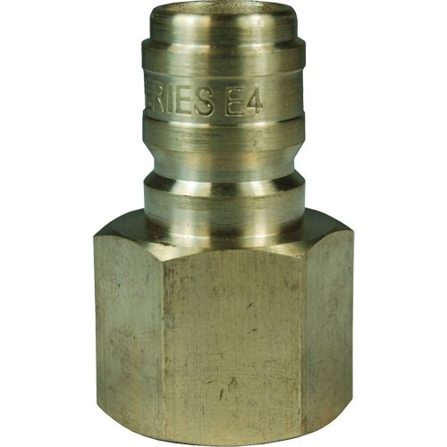 DQC E-Series Straight Through Interchange Plug, Brass, 3/4", Female NPTF, 1700 PSI Kelford
