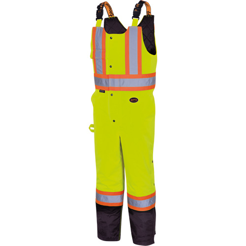 5041BB Waterproof Quilted Bib Pants, Polyester, Large, High Visibility Lime-Yellow Kelford