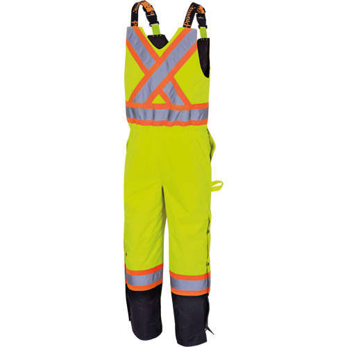 5041BB Waterproof Quilted Bib Pants, Polyester, Large, High Visibility Lime-Yellow Kelford