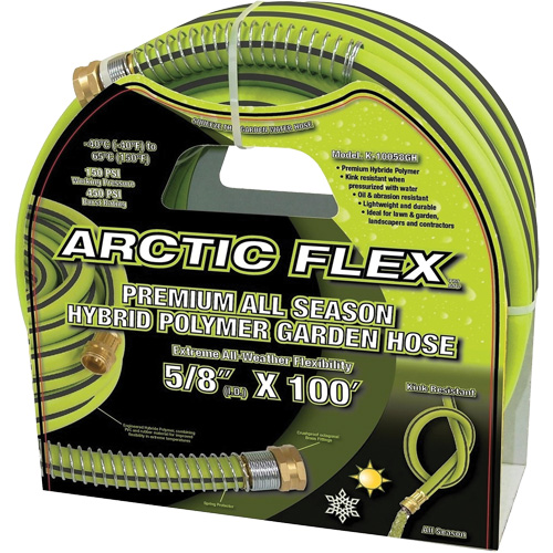 Premium Hybrid Polymer Garden Hose, PVC/Rubber, 5/8" dia. x 100' Kelford
