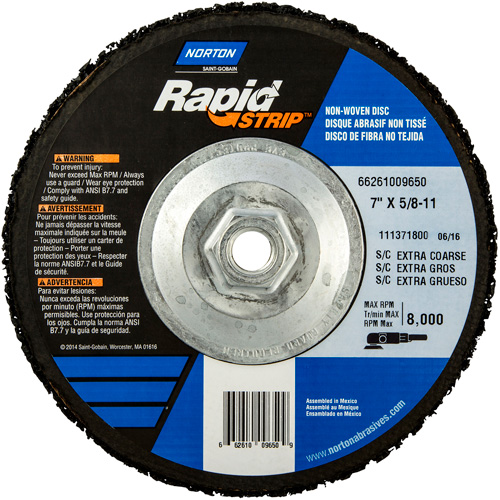 Bear-Tex&reg; Rapid Strip Non-Woven Depressed Center Discs, 7" Dia., Extra Coarse Grit, Silicon Carbide Kelford