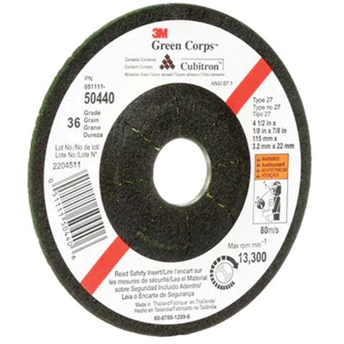 Meule flexible Green Corps, 4-1/2" x 1/8", Arbre 7/8", C&eacute;ramique, Type 27 Kelford