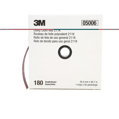 Utility Roll 211K, Aluminum Oxide, 1" W x 150' L, 180 Grit Kelford