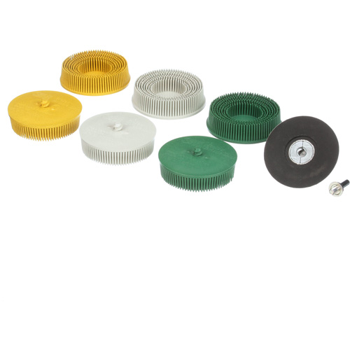 Roloc Bristle Disc Kit, Aluminum Oxide, Several Grit, 3" Dia. Kelford
