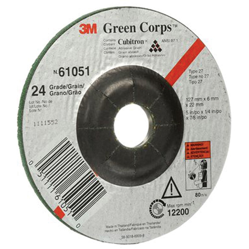 Meule flexible Green Corps, 5" x 1/4", Arbre 7/8", C&eacute;ramique, Type 1 Kelford