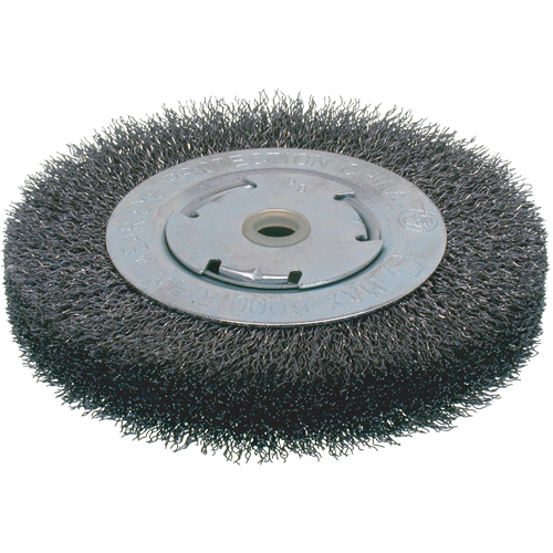Economy Crimped Wire Wheel Brushes - Wide Face, 6" Dia., 0.014 Fill, 2" Arbor Kelford