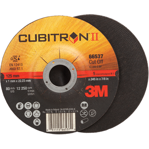 Cut-Off Wheels - CubitronII, 5" x 0.045", 7/8" Arbor, Type 27, Ceramic, 12250 RPM Kelford