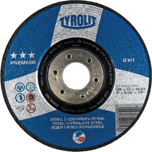 Premium 2-in-1 Grinding Wheel, 4-1/2" x 9/32", 7/8" Arbor, Type 27 Kelford