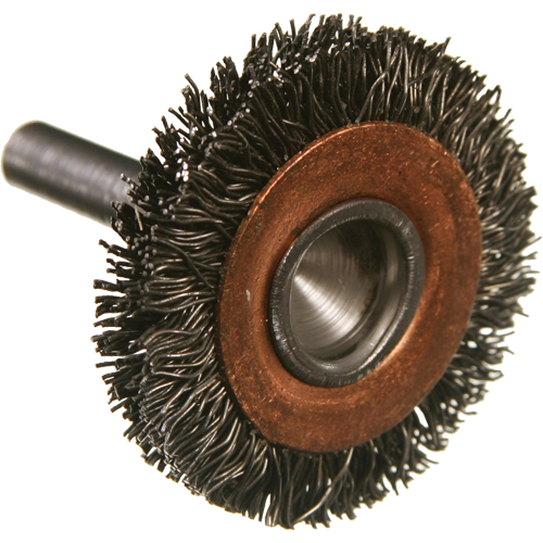 Brosses mont&eacute;es &agrave; fils cr&ecirc;p&eacute;s circulaires, 3", Fils 0,014", Tige 1/4" Kelford