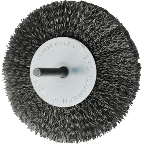 Brosses mont&eacute;es &agrave; fils cr&ecirc;p&eacute;s circulaires, 4", Fils 0,008", Tige 1/4" Kelford