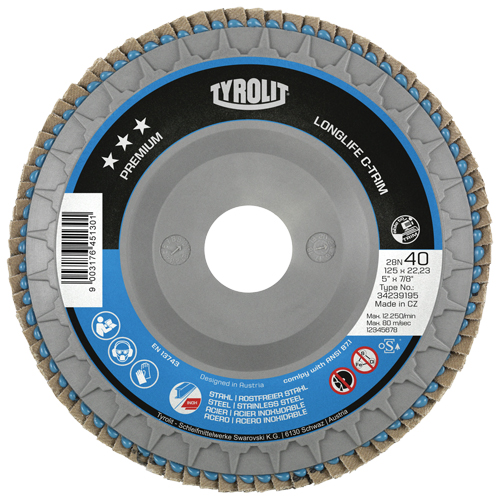 Heavy-Duty C-Trim Flap Disc, 6" x 7/8", Type 29, 40 Grit, Zirconium Kelford
