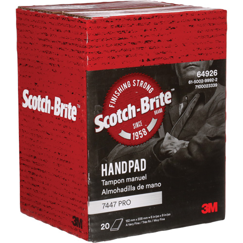 Tampons manuels Scotch-Brite 7447, Oxyde d'aluminium, 9" x 6", Grain Tr&egrave;s fin Kelford