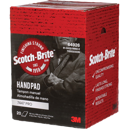 Tampons manuels Scotch-Brite 7447, Oxyde d'aluminium, 9" x 6", Grain Tr&egrave;s fin Kelford