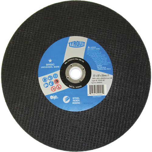 Basic Cut-Off Wheel, 12" x 1/8", 1" Arbor, 1, Aluminum Oxide Kelford