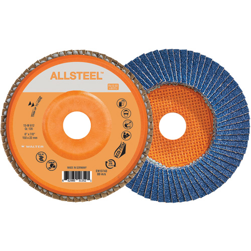 AllSteel Flap Disc, 6" x 7/8", Type 27, 120 Grit, Zirconia Alumina Kelford
