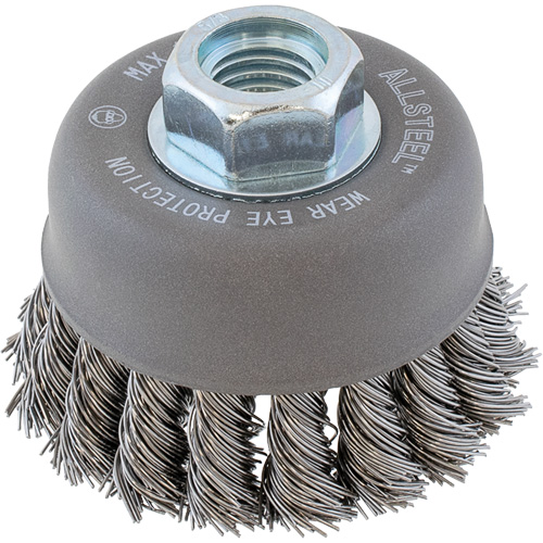 AllSteel Wire Brush, 3" Dia. x 5/8"-11 Arbor Kelford