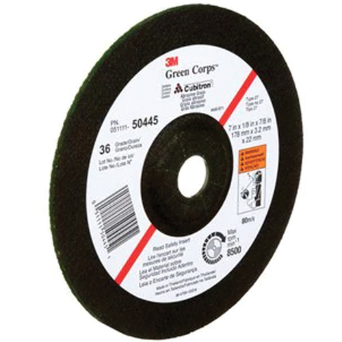Green Corps Depressed Centre Wheel, 7" x 1/8", 7/8" Arbor, Ceramic, Type 27 Kelford