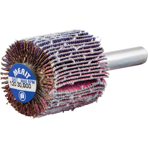 Shank Mounted Mini Flap Wheel, Ceramic Alumina, 120 Grit, 1" x 1" x 1/4" Kelford