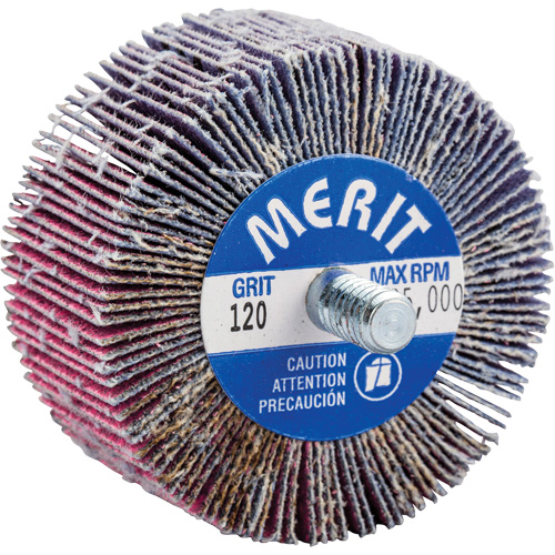 Threaded Mini Flap Wheel, Ceramic Alumina, 120 Grit, 2" x 1" x 1/4"-20 Kelford