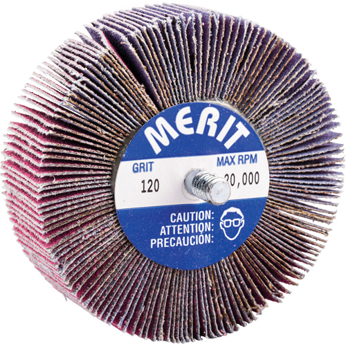 Threaded Mini Flap Wheel, Ceramic Alumina, 120 Grit, 3" x 1" x 1/4"-20 Kelford