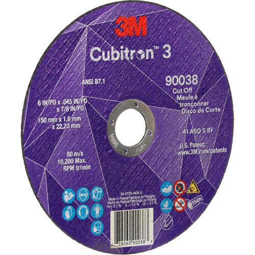 Cubitron 3 Cut-Off Wheel, 6" x 0.045", Type T27, Ceramic, 10200 RPM Kelford