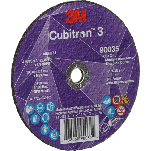 Cubitron 3 Cut-Off Wheel, 4" x 1/8", 3/8" Arbor, Type T1, Ceramic, 21000 RPM Kelford