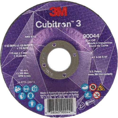 Meule &agrave; tronçonner Cubitron 3, 4-1/2" x 1/8", Arbre de 7/8", Type T27, C&eacute;ramique, 13 300 Tr/min Kelford