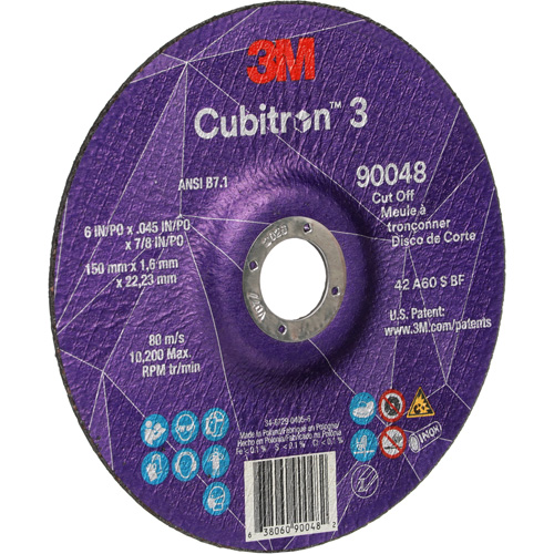Cubitron 3 Cut-Off Wheel, 6" x 0.045", 7/8" Arbor, Type T27, Ceramic, 10200 RPM Kelford