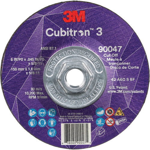 Meule &agrave; tronçonner Cubitron 3, 6" x 0,045", Arbre de 5/8"-11, Type T27, C&eacute;ramique, 10 200 Tr/min Kelford