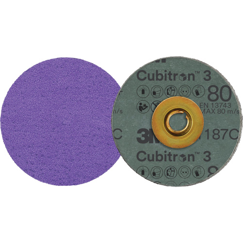 Disque en fibre Roloc Cubitron 3, 3" dia., Grain 80+, C&eacute;ramique Kelford