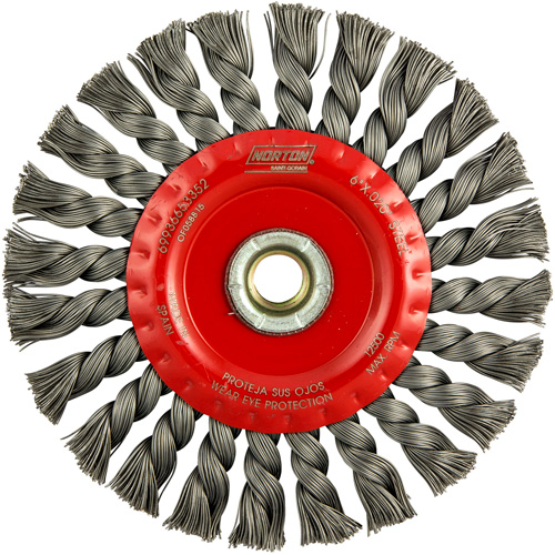 Full Cable Twist Wire Wheel, 6" Dia., 0.023" Fill, 5/8"-11 Arbor, Steel Kelford