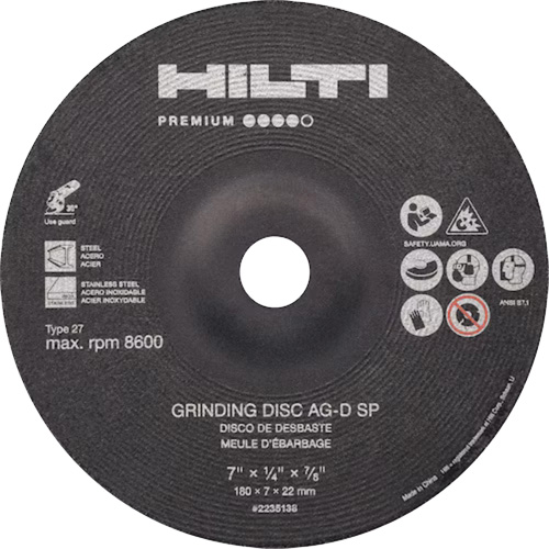 AG-D SP Premium Grinding Wheels, 5" x 1/4", 7/8" Arbor, Zirconium, Type 27 Kelford