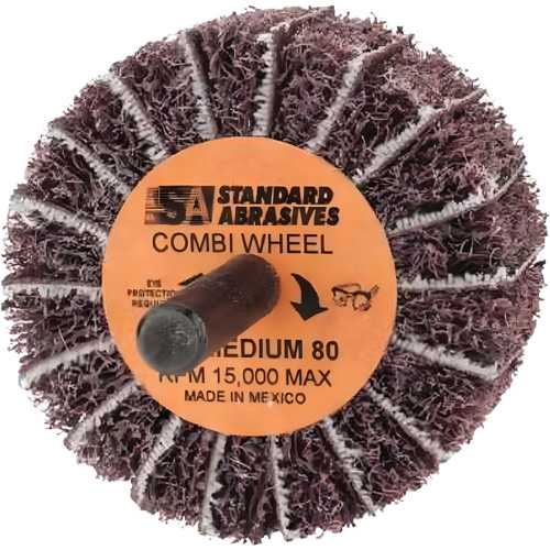 Roue Combi Buff and Blend 898001 Standard Abrasives, 2" dia. x 1" la, Arbre 1/4", Oxyde d'aluminium Kelford