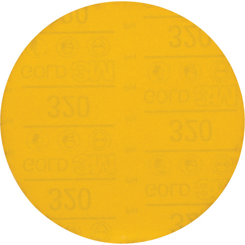 Hookit Gold Abrasive Disc, 6" Dia., 320 Grit, Aluminum Oxide, C-Weight Kelford