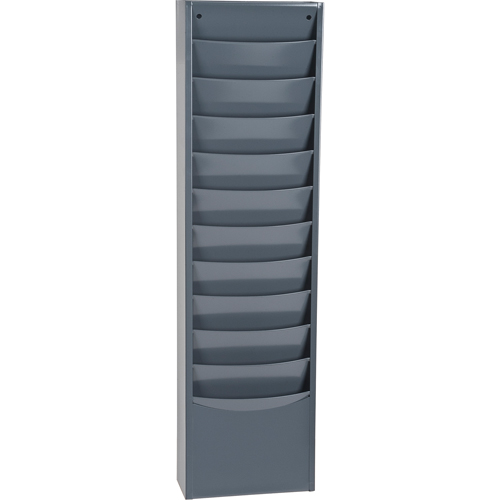 Literature Storage Racks, Stationary, 11 Slots, Steel, 9-3/4" W x 4-1/8" D x 36" H Kelford