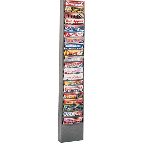 Literature Storage Racks, Stationary, 20 Slots, Steel, 13-1/8" W x 4-1/8" D x 58-1/2" H Kelford