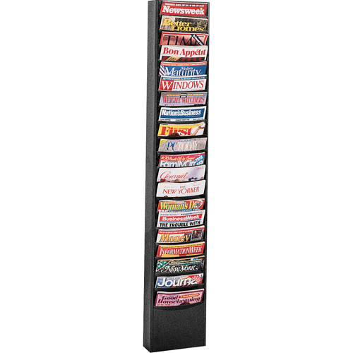 Literature Storage Racks, Stationary, 20 Slots, Steel, 13-1/8" W x 4-1/8" D x 58 1/2" H Kelford