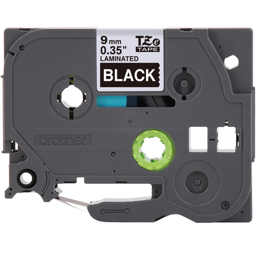 P-touch&reg; Labeling Systems, 9 mm x 314.96" or 8 m, White on Black Kelford