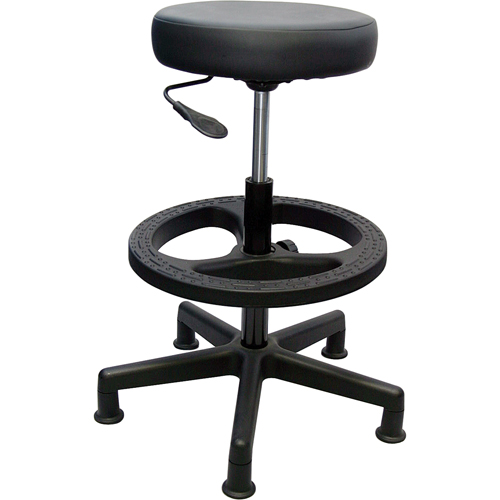 900 Series Task Stool, Stationary, Adjustable, 23" - 33", Fabric Seat, Black Kelford