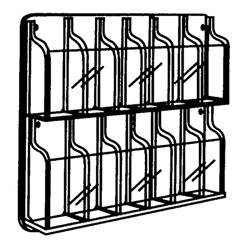 Literature Displays, Wall Mount, 9 Slots, Plastic, 30" W x 2" D x 36-7/8" H Kelford