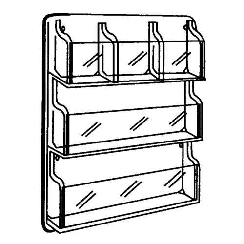 Literature Displays, Wall Mount, 9 Slots, Plastic, 30" W x 2" D x 36-7/8" H Kelford