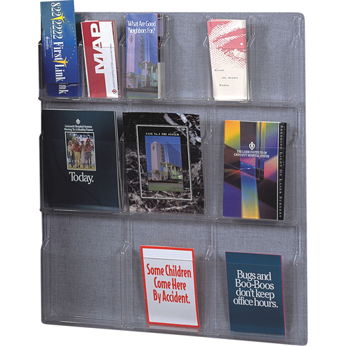Literature Displays, Wall Mount, 6 Slots, Plastic, 30" W x 34-3/4" D x 34-3/4" H Kelford