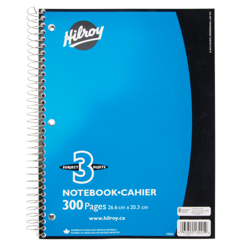 3 Subject Spiral Notebook Kelford