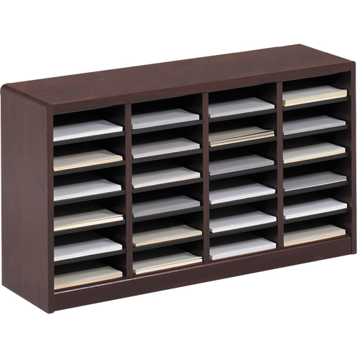 E-Z Stor&reg; Literature Organizer, Stationary, 24 Slots, Wood, 40" W x 11-3/4" D x 23" H Kelford