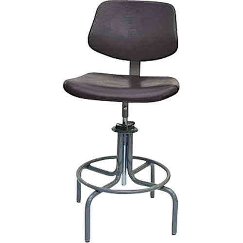 Tabouret rectangulaire avec dos de s&eacute;rie 600, Mobile, Ajustable, 25" - 31", Polyur&eacute;thane Si&egrave;ge, Noir Kelford